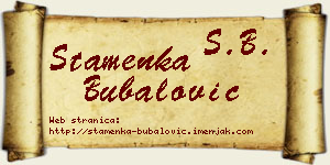Stamenka Bubalović vizit kartica